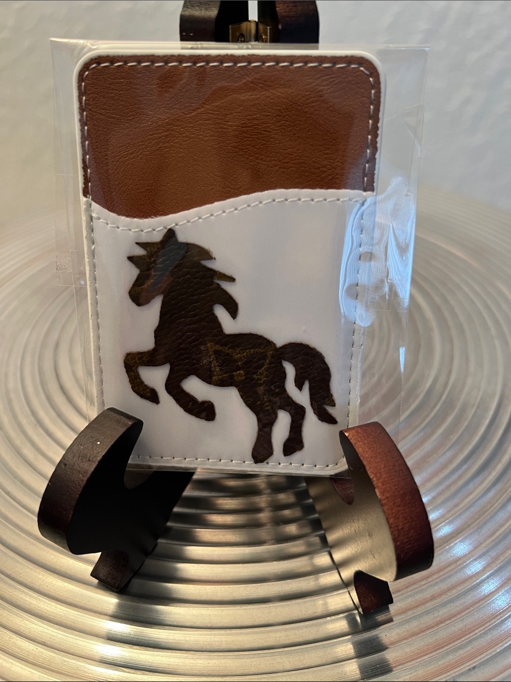 Brown & White Horse Phone Card Holder